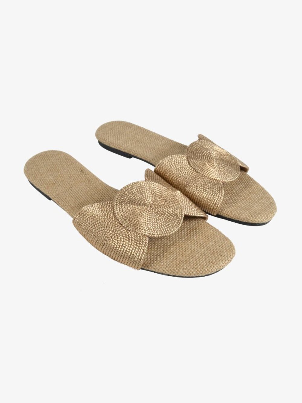 Flat Sandals, Woven Circles, Tan, Women's, 11